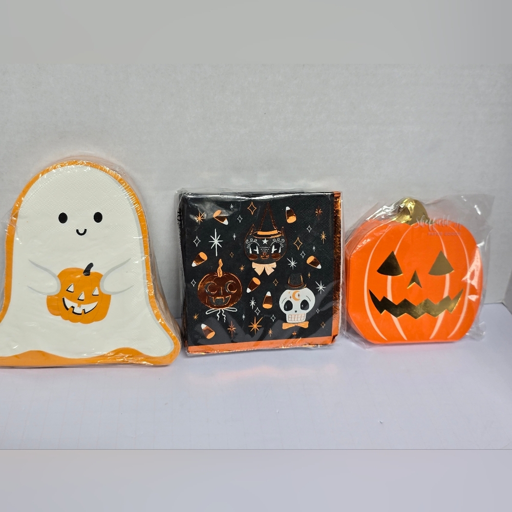 Martha Stewart Halloween Napkins with Green and Orange Design - Picture 1 of 5
